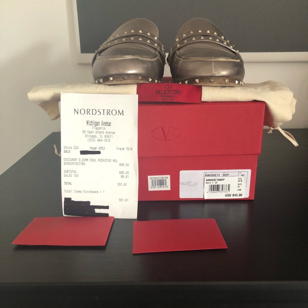 Valentino Rockstud Metallic Slide/Mule Size 41